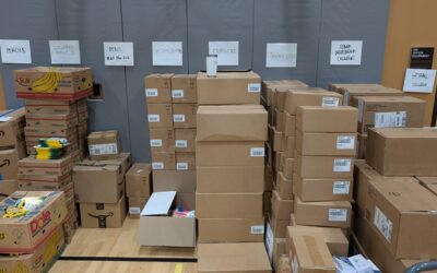 school supplies, boxes