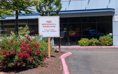 No parking sign, the bins, Everett Goodwill