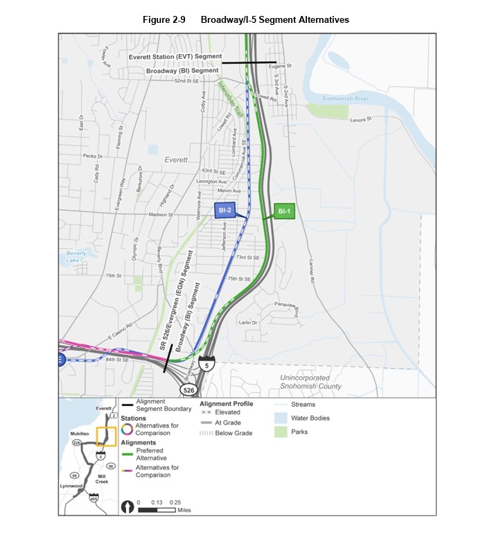 ST Everett extension Draft EIS Broadway Beverly Park map