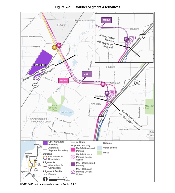 ST Everett extension Draft EIS Mariner HS map