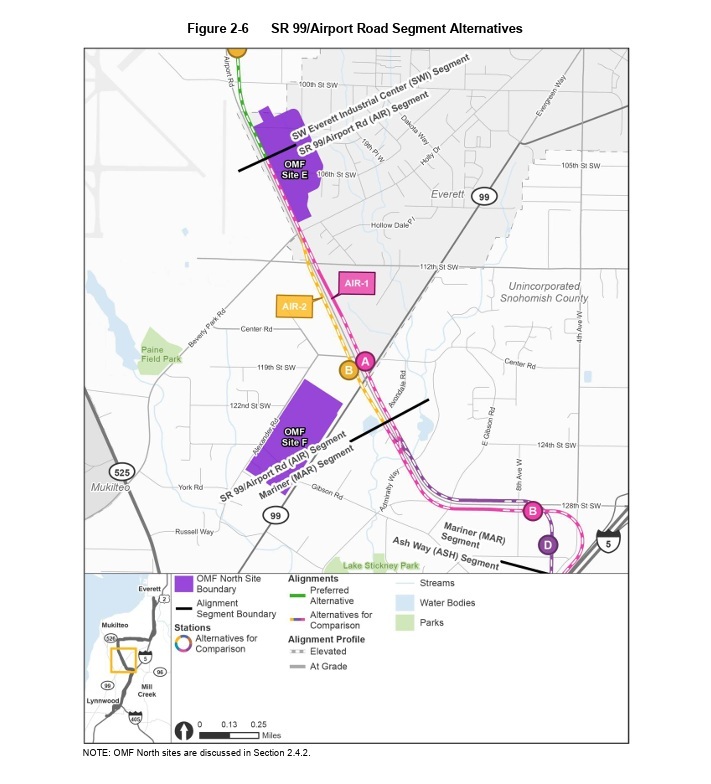 ST Everett extension Draft EIS OMF Airport Way map