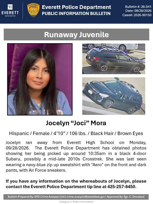 runaway teen notice and picture Jocelyn