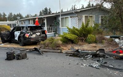 damaged Everett Police patrol cruiser