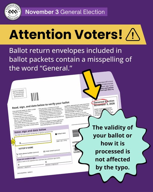 Sno. Co. Auditor: typo won’t affect accurate tabulation of Nov. election ballots