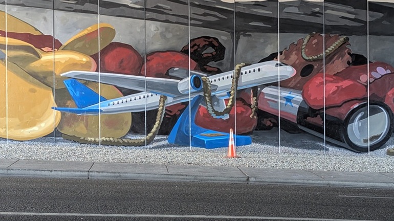 Octopus mural -- airplane medium