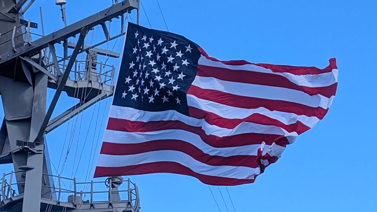 USS Gridley US flag close