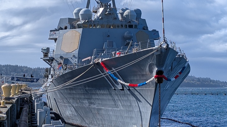 USS Gridley bow angle tight